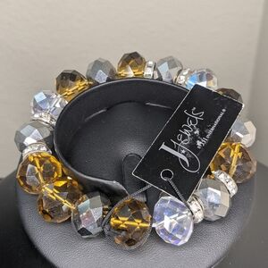 Jewels by J. Bracelet Chunky Multi-Color Faceted Crystal Bead Stretch Bracelet
